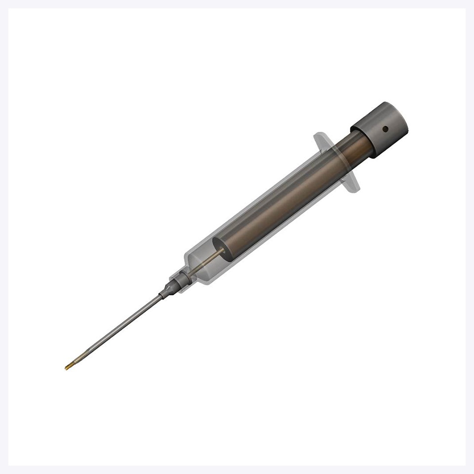 A gray ballpoint pen shown at an angle against a white background.