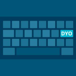 Blue computer keyboard with highlighted enter key